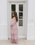 The Afternoon Tea Midi Dress | Pink Floral Smocked Puff Sleeve Midi