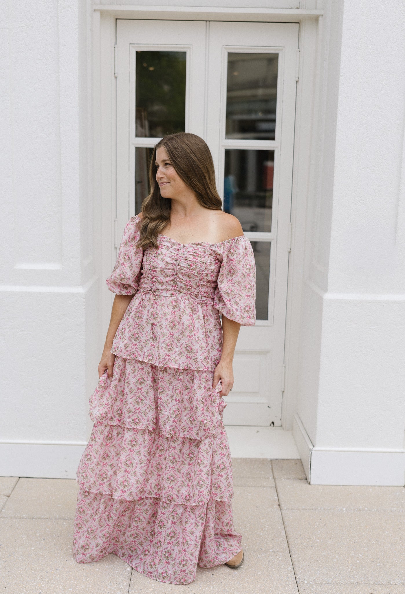 The Afternoon Tea Midi Dress | Pink Floral Smocked Puff Sleeve Midi