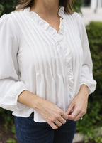The Everly Blouse | Ruffle Pintuck Blouse