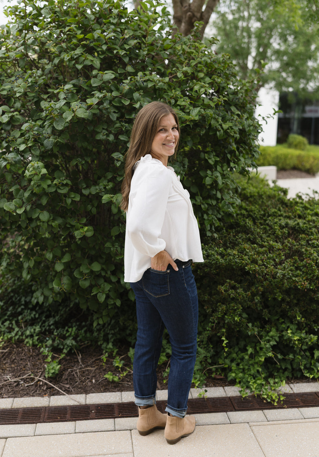 The Everly Blouse | Ruffle Pintuck Blouse