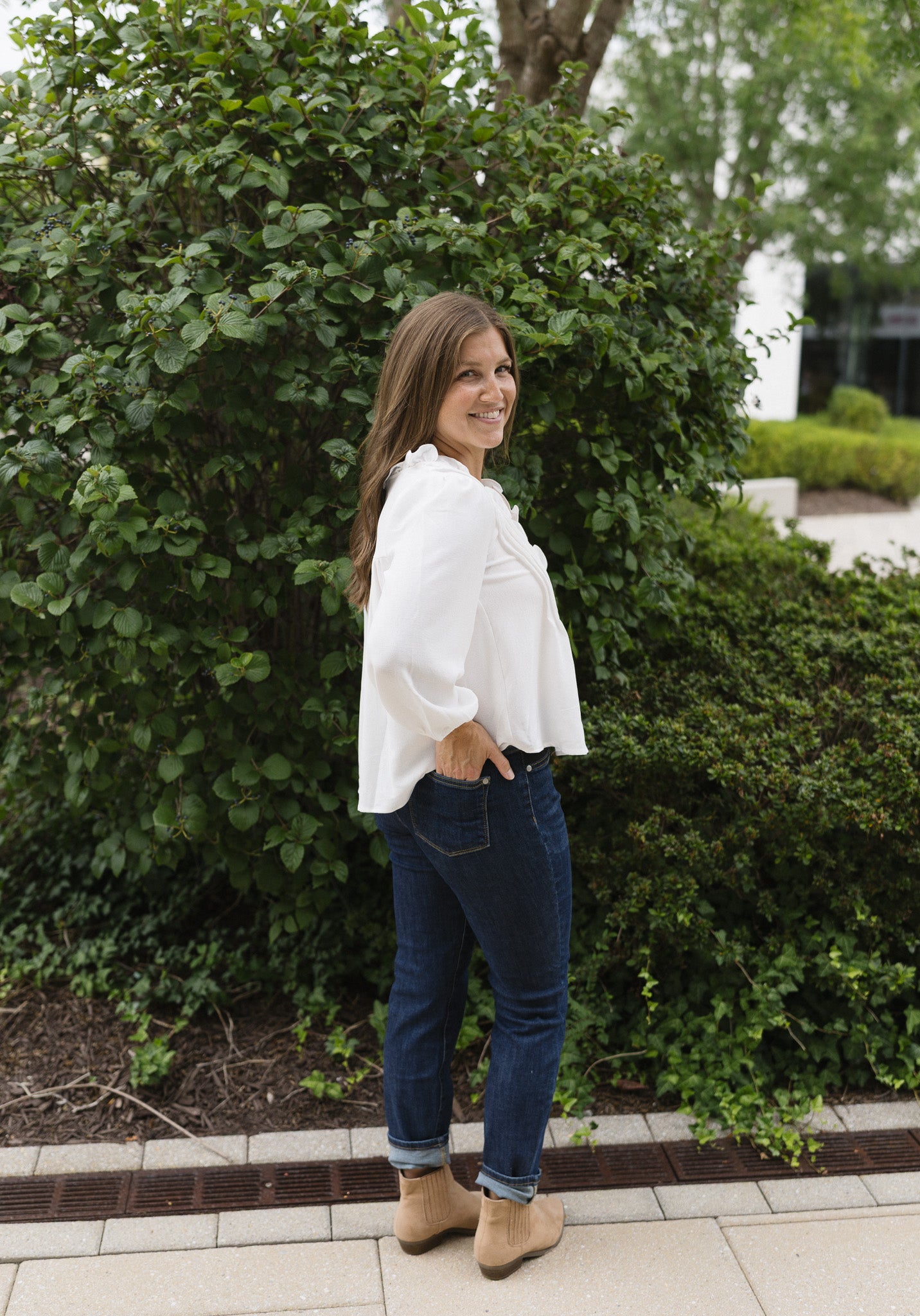 The Everly Blouse | Ruffle Pintuck Blouse
