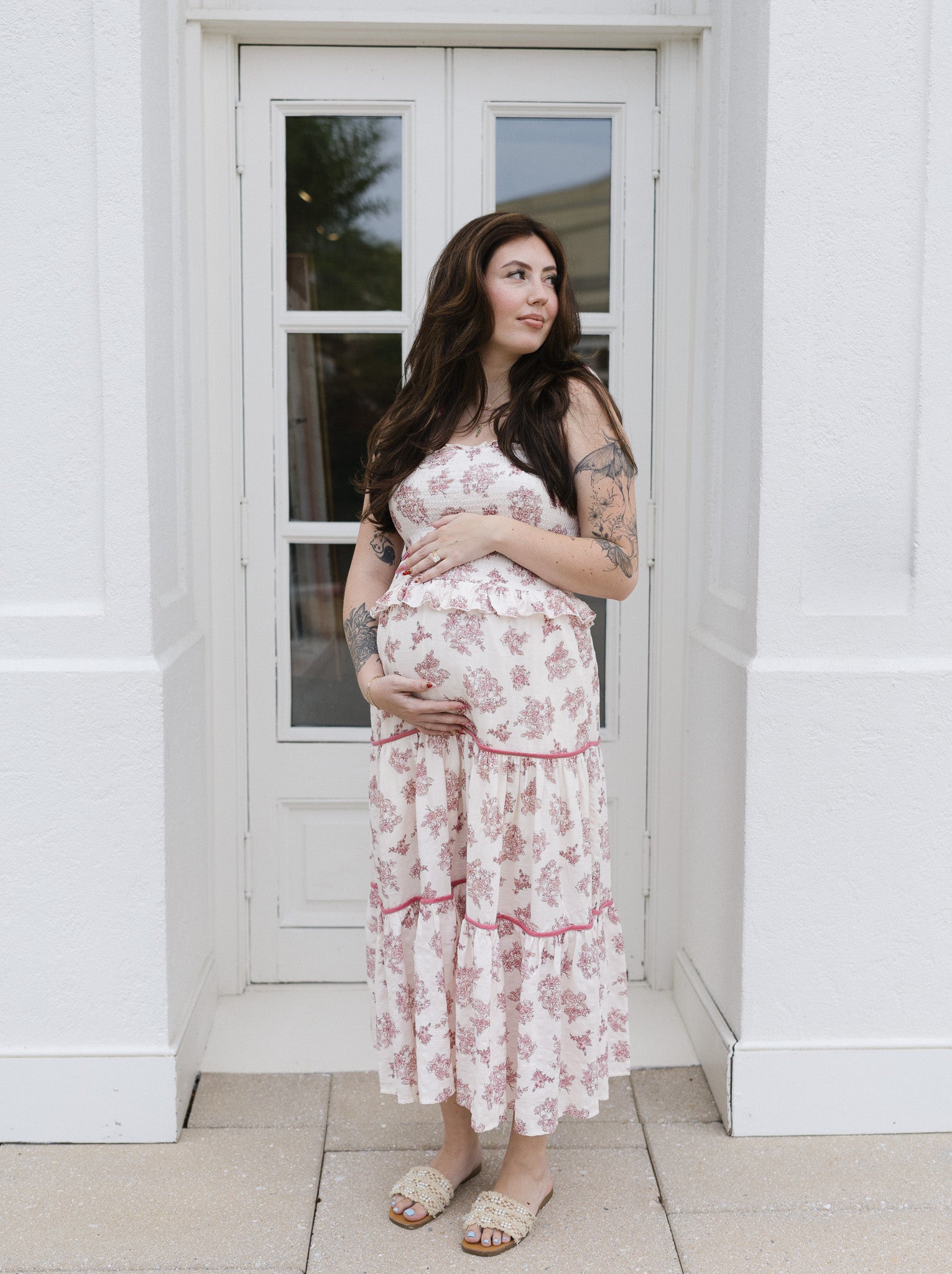 The Vintage Rose Maxi Dress | Floral Smocked Ribbon Tie Dress