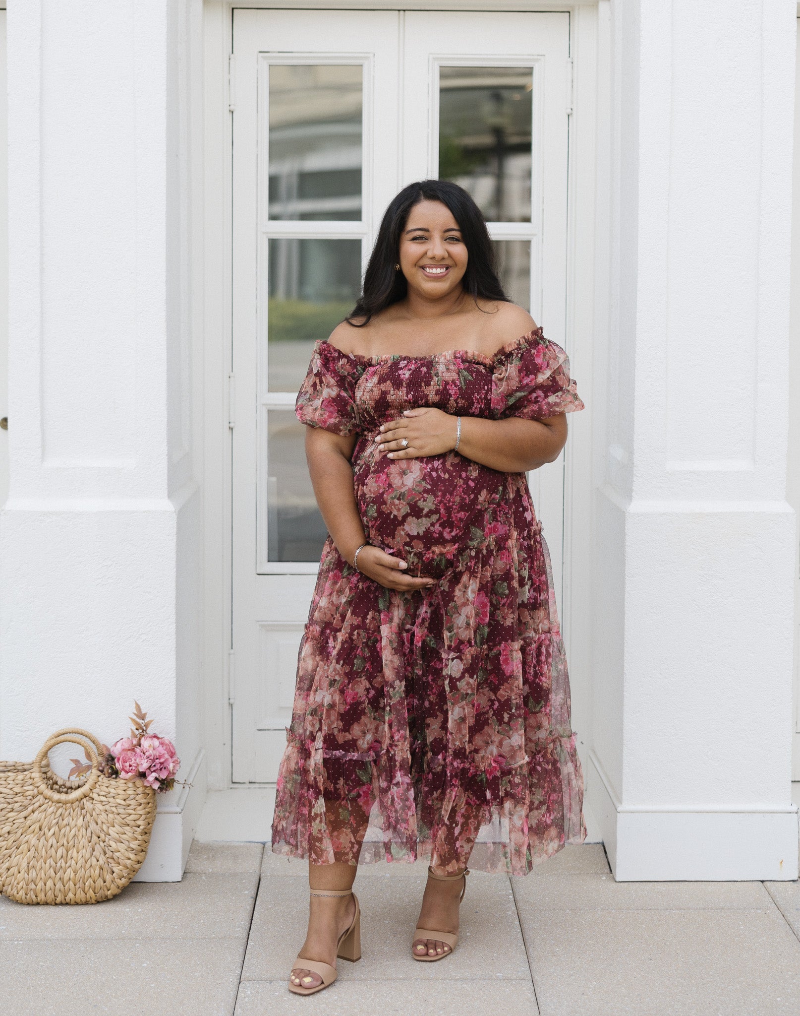 The Merlot Midi | Burgundy Floral Tulle Midi Dress
