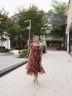 The Merlot Midi | Burgundy Floral Tulle Midi Dress