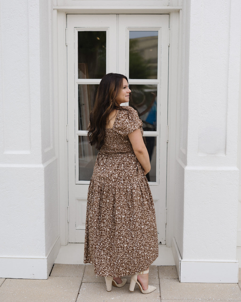 The Chestnut Grove Smocked Floral Midi Dress