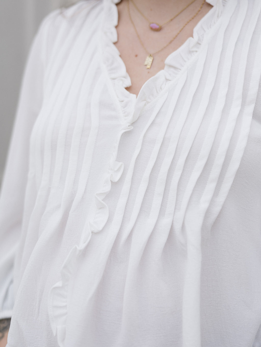 The Everly Blouse | Ruffle Pintuck Blouse