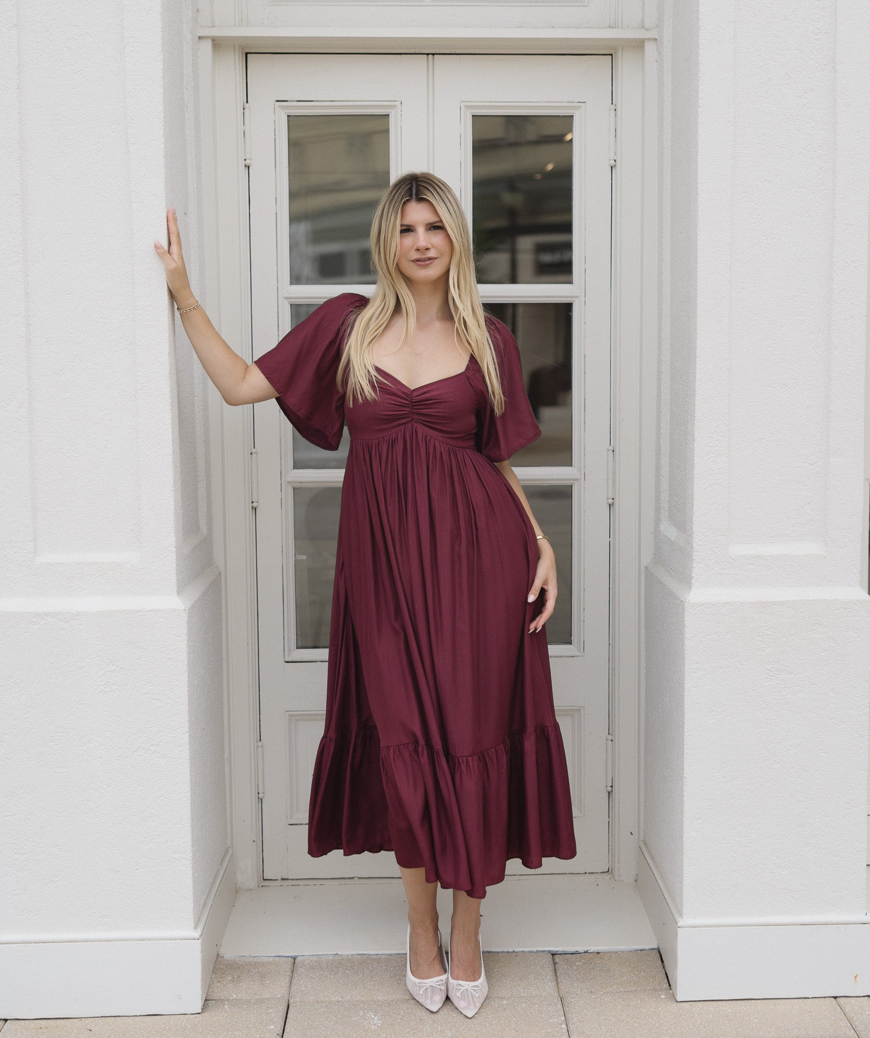 The HoneyBloom Classic Midi Dress | Flowy Sleeve Midi Dress