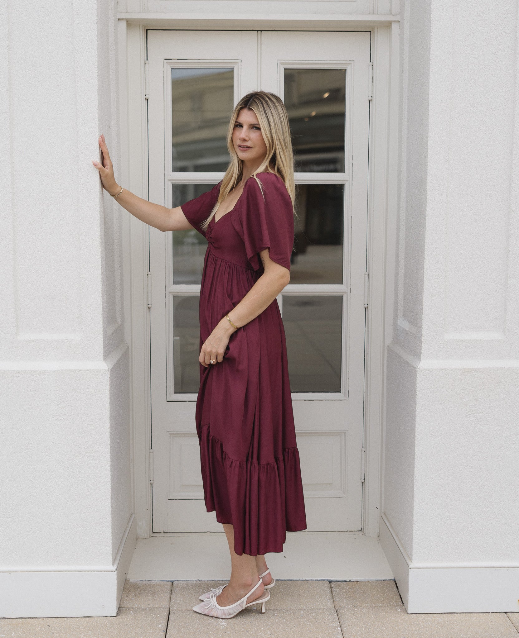 The HoneyBloom Classic Midi Dress | Flowy Sleeve Midi Dress