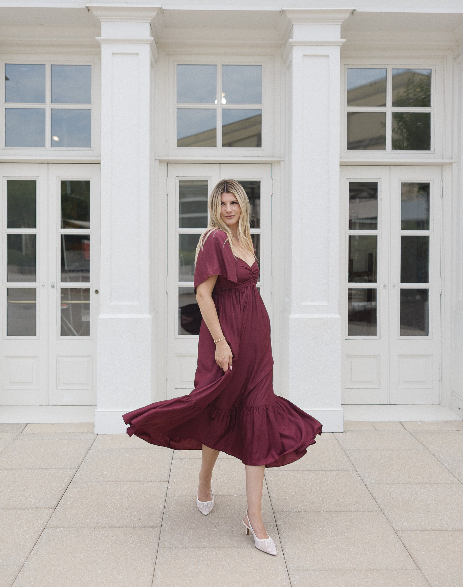 The HoneyBloom Classic Midi Dress | Flowy Sleeve Midi Dress