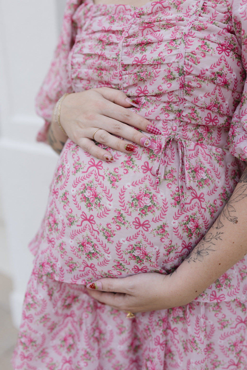 The Afternoon Tea Midi Dress | Pink Floral Smocked Puff Sleeve Midi