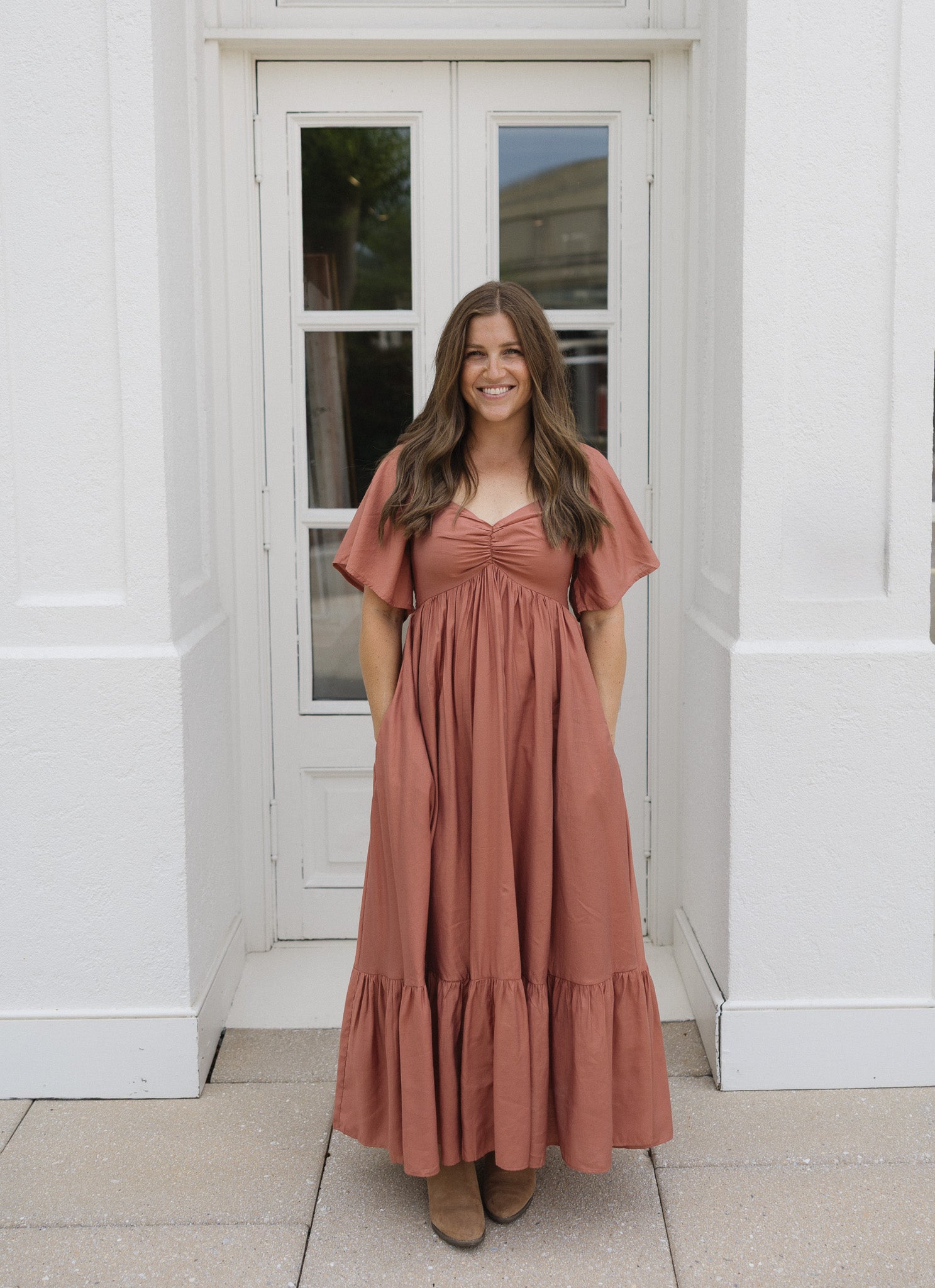 The HoneyBloom Classic Midi Dress | Flowy Sleeve Midi Dress