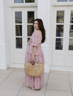 The Afternoon Tea Midi Dress | Pink Floral Smocked Puff Sleeve Midi
