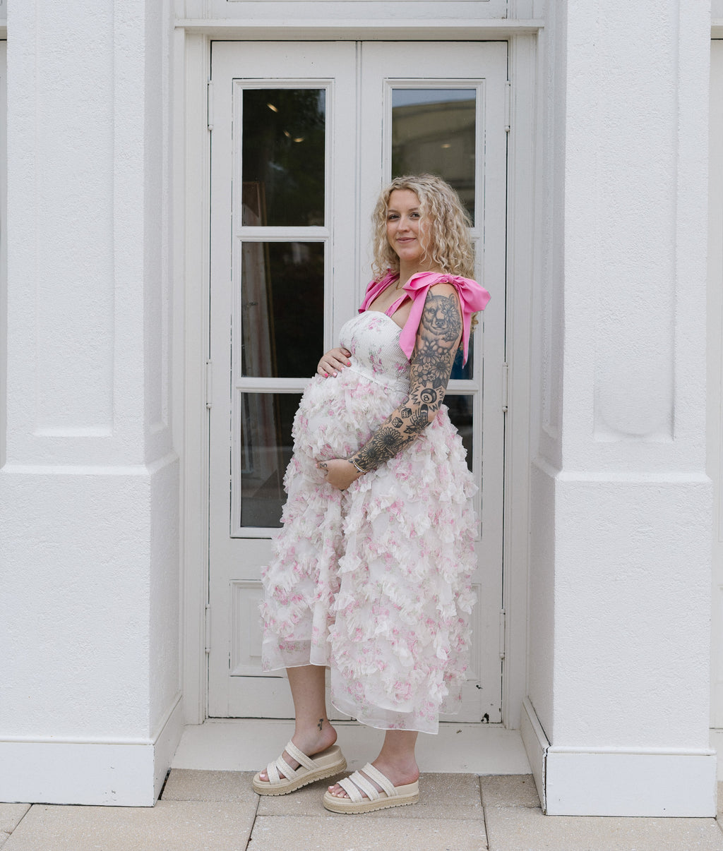 The Secret Garden Dress | Floral Textured Smocked Midi Dress