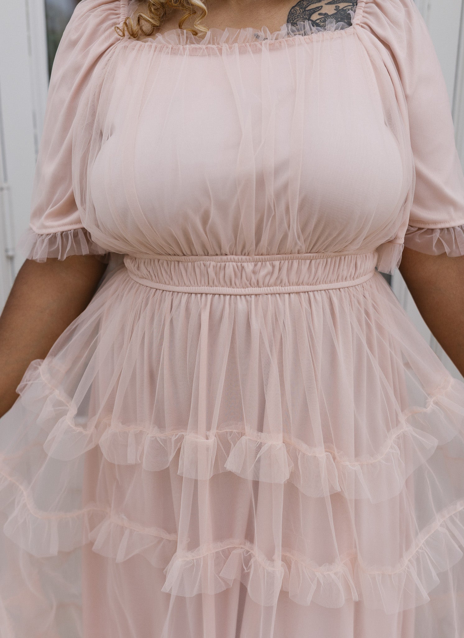 Blush Tulle Midi Dress