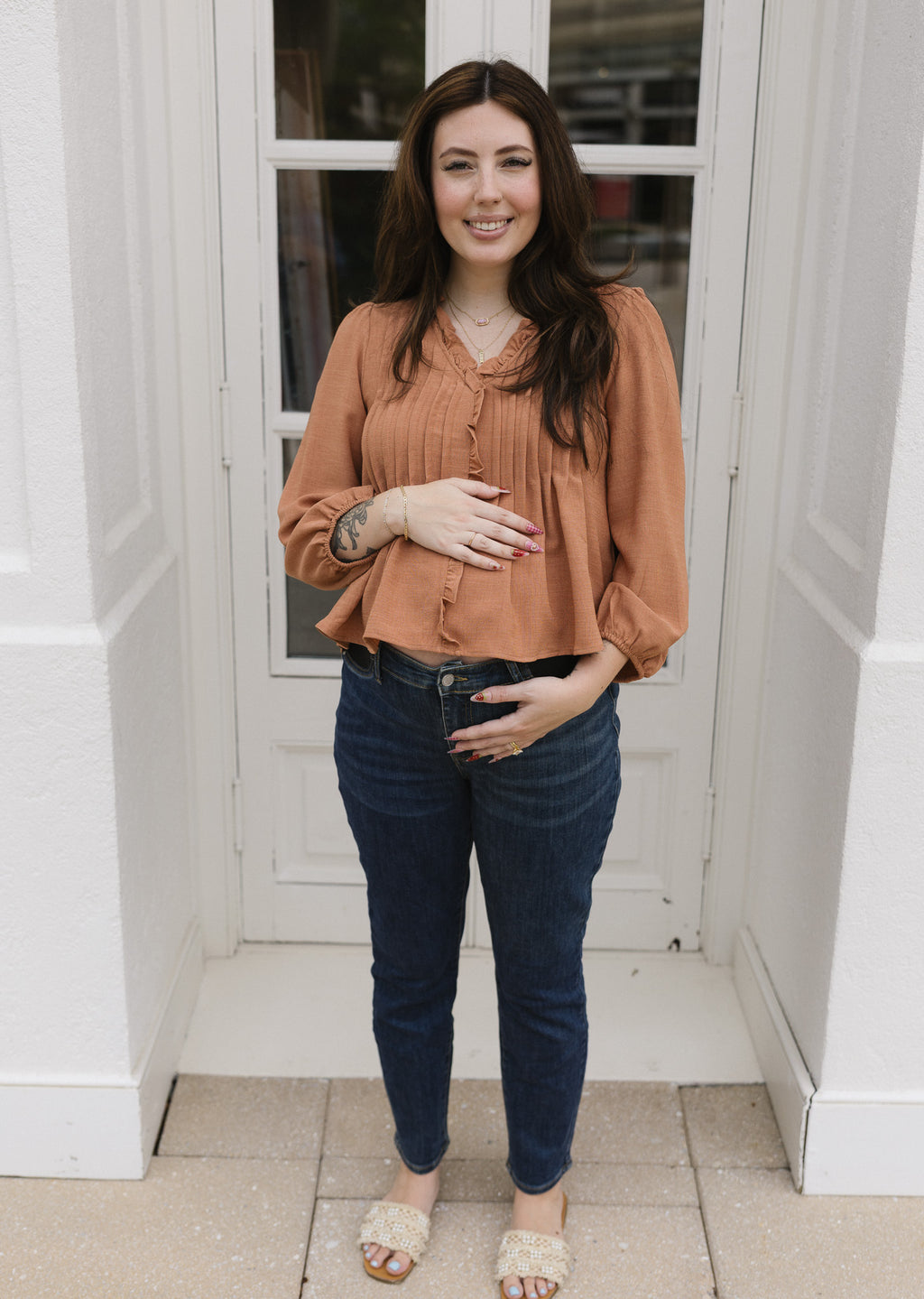The Everly Blouse | Ruffle Pintuck Blouse