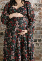 The Midnight Bloom Maxi Dress | Black Floral Sweetheart Smocked Maxi