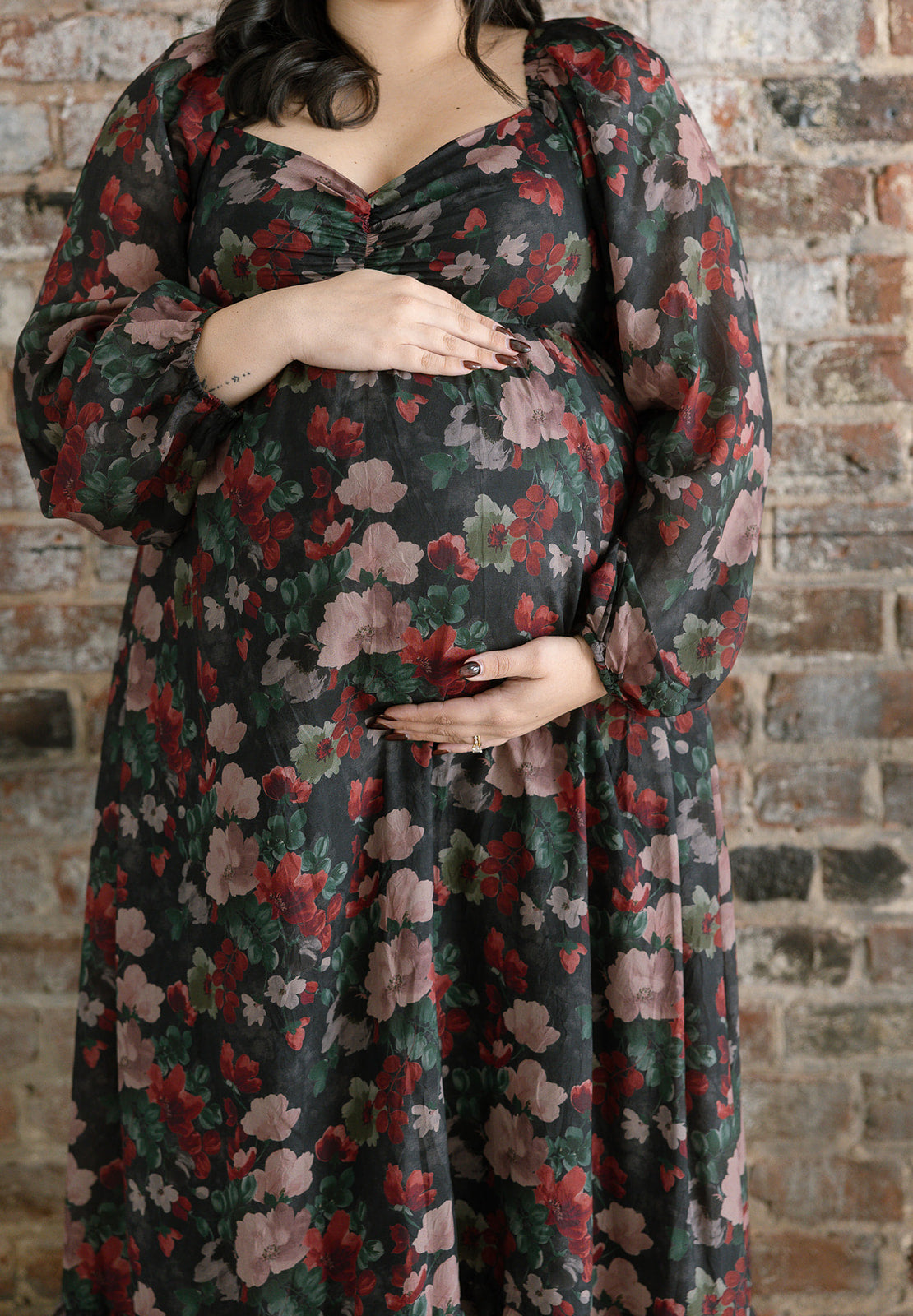The Midnight Bloom Maxi Dress | Black Floral Sweetheart Smocked Maxi