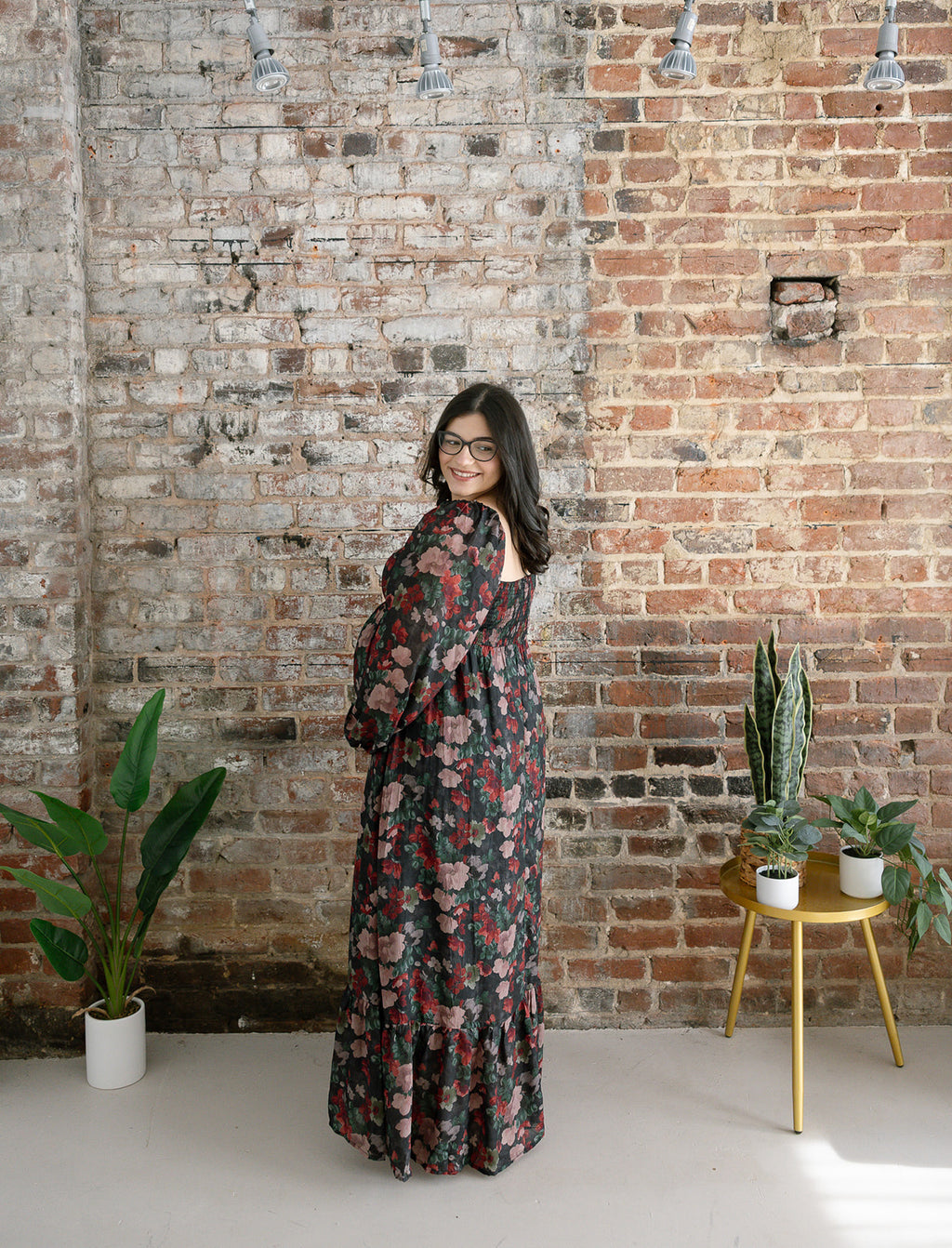 The Midnight Bloom Maxi Dress | Black Floral Sweetheart Smocked Maxi