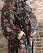 The Midnight Bloom Maxi Dress | Black Floral Sweetheart Smocked Maxi
