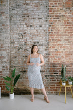 The Bluebell Smocked Maternity Dress | Fitted Floral Bump Friendly Midi