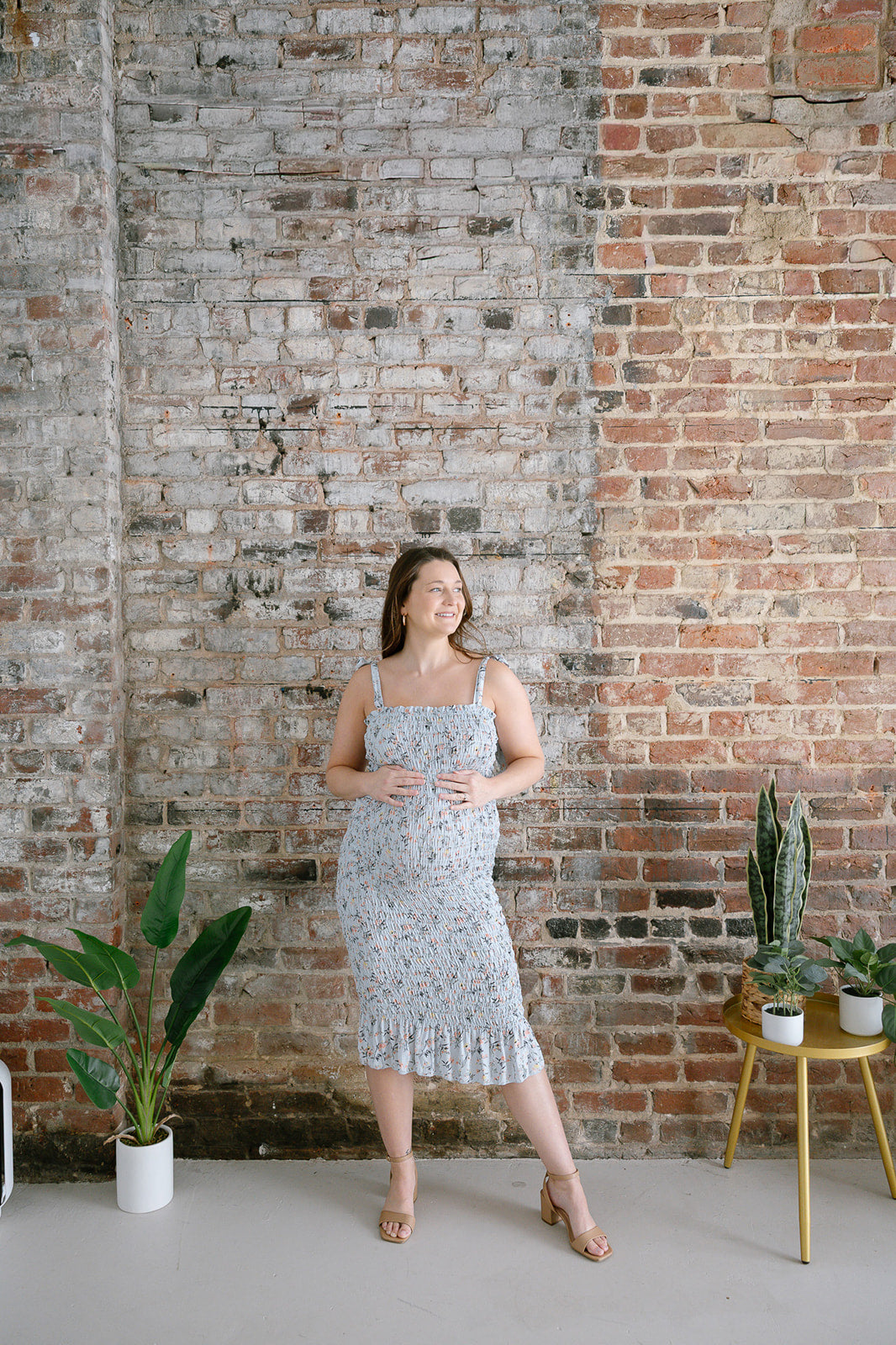 The Bluebell Smocked Maternity Dress | Fitted Floral Bump Friendly Midi
