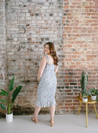 The Bluebell Smocked Maternity Dress | Fitted Floral Bump Friendly Midi