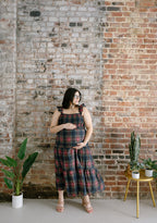 The Tartan Belle Maternity Midi Dress | Plaid Bump Friendly Tiered Dress