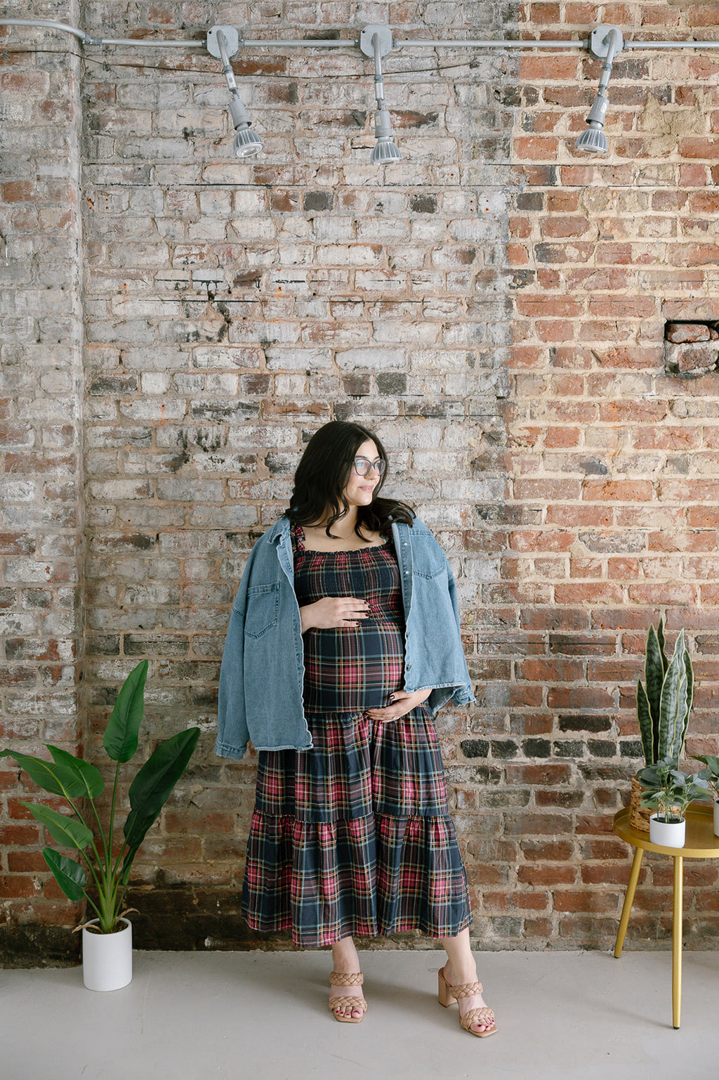 The Tartan Belle Maternity Midi Dress | Plaid Bump Friendly Tiered Dress