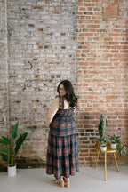 The Tartan Belle Maternity Midi Dress | Plaid Bump Friendly Tiered Dress