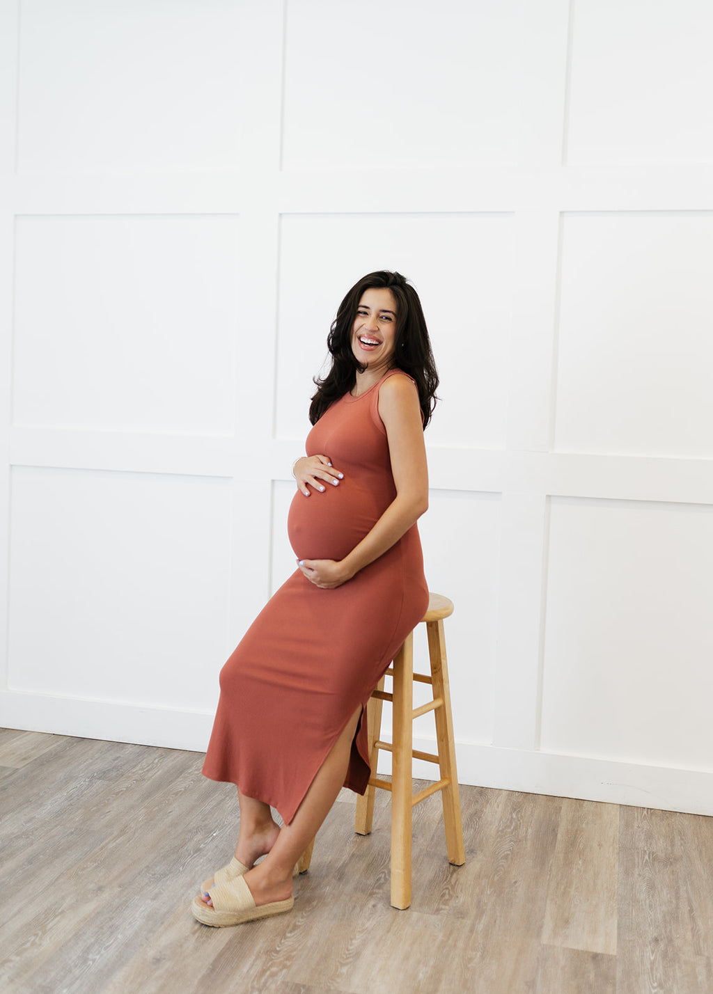 The Sienna Dress | Burnt Orange Stretchy Bodycon Midi Dress