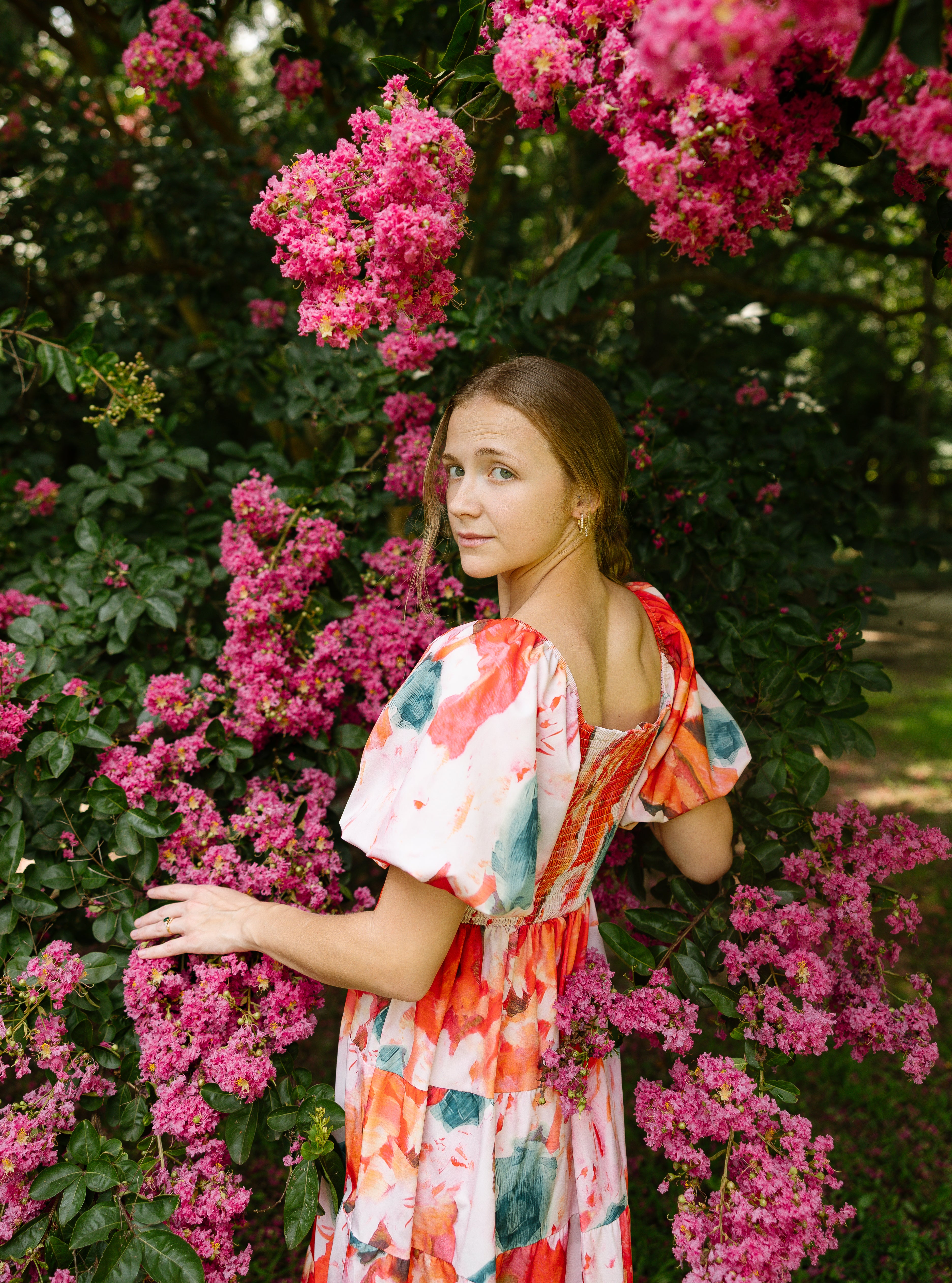 The Aurora Sunrise Midi | Colorful Floral Puff Sleeve Smocked Midi Dress