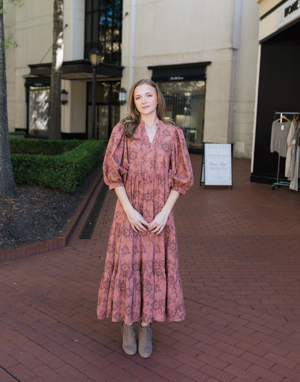 The Sienna Fields Maxi Dress | Floral Cotton-Linen Tiered Maxi