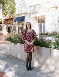 The Winter Garden Dress | Burgundy Rose Print Puff Sleeve Mini Dress