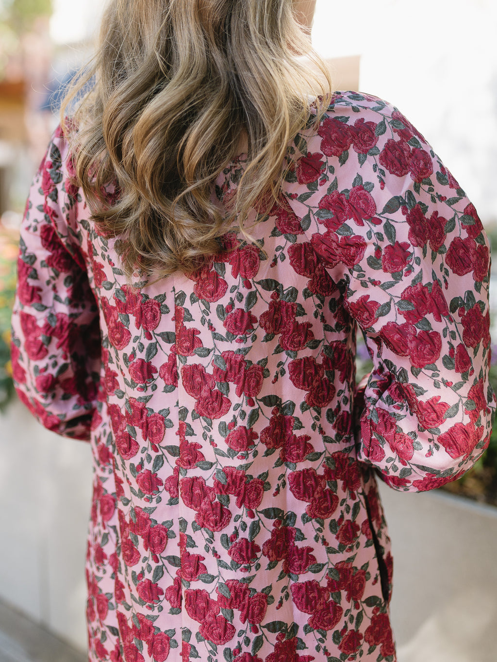 The Winter Garden Dress | Burgundy Rose Print Puff Sleeve Mini Dress