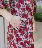 The Winter Garden Dress | Burgundy Rose Print Puff Sleeve Mini Dress