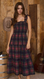 The Tartan Belle Midi Dress | Smocked Plaid Tiered Dress