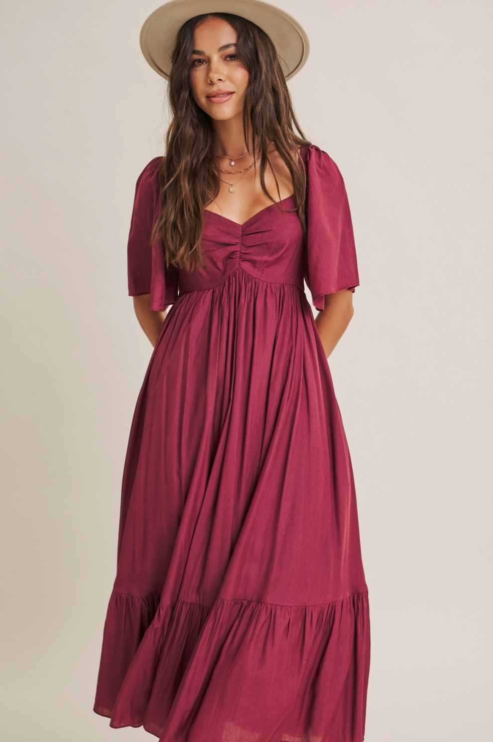 The HoneyBloom Classic Midi Dress | Flowy Sleeve Midi Dress
