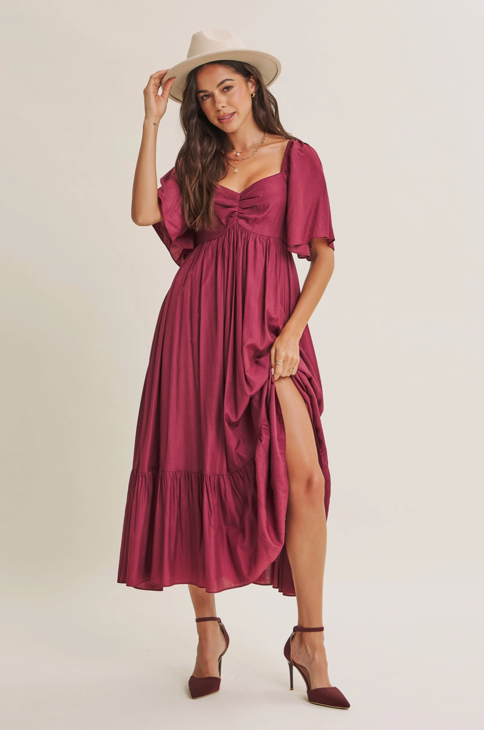 The HoneyBloom Classic Midi Dress | Flowy Sleeve Midi Dress
