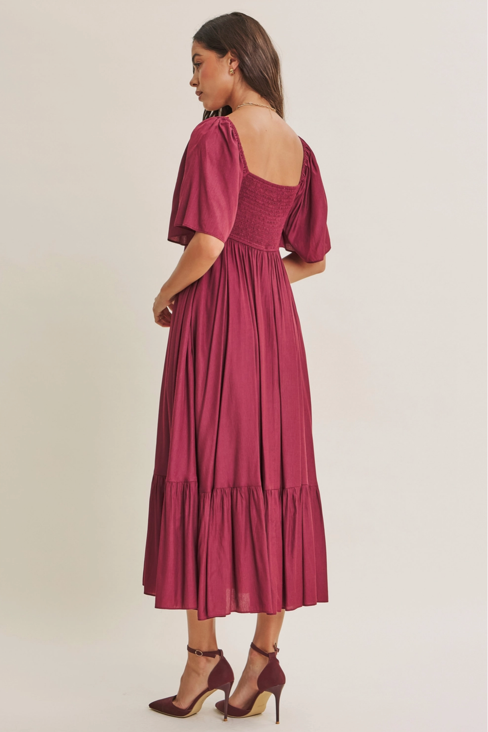 The HoneyBloom Classic Midi Dress | Flowy Sleeve Midi Dress