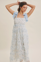 The Secret Garden Dress | Floral Textured Smocked Midi Dress