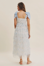 The Secret Garden Dress | Floral Textured Smocked Midi Dress