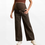 Women's Maternity Over Belly Leopard Wide Leg Jeans, front view