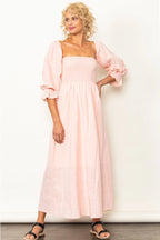The Meadow Breeze Midi Dress | Linen On or Off Shoulder Dress
