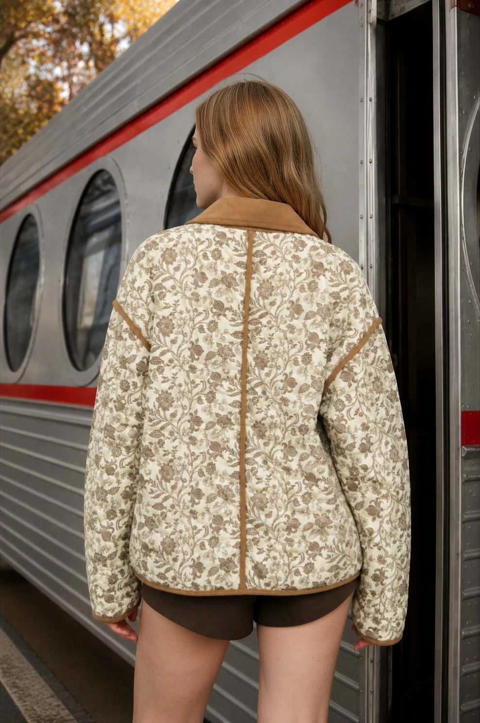 The Hot Cocoa Quilted Jacket, Brown, front view