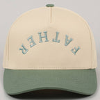 FATHER Upside Down Embroidery Two Tone Cap, close up