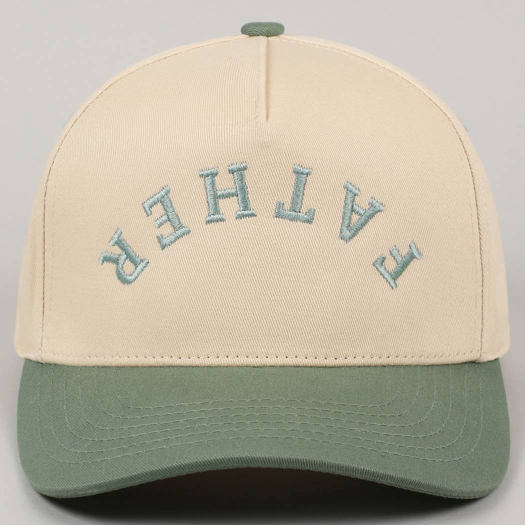 FATHER Upside Down Embroidery Two Tone Cap, close up