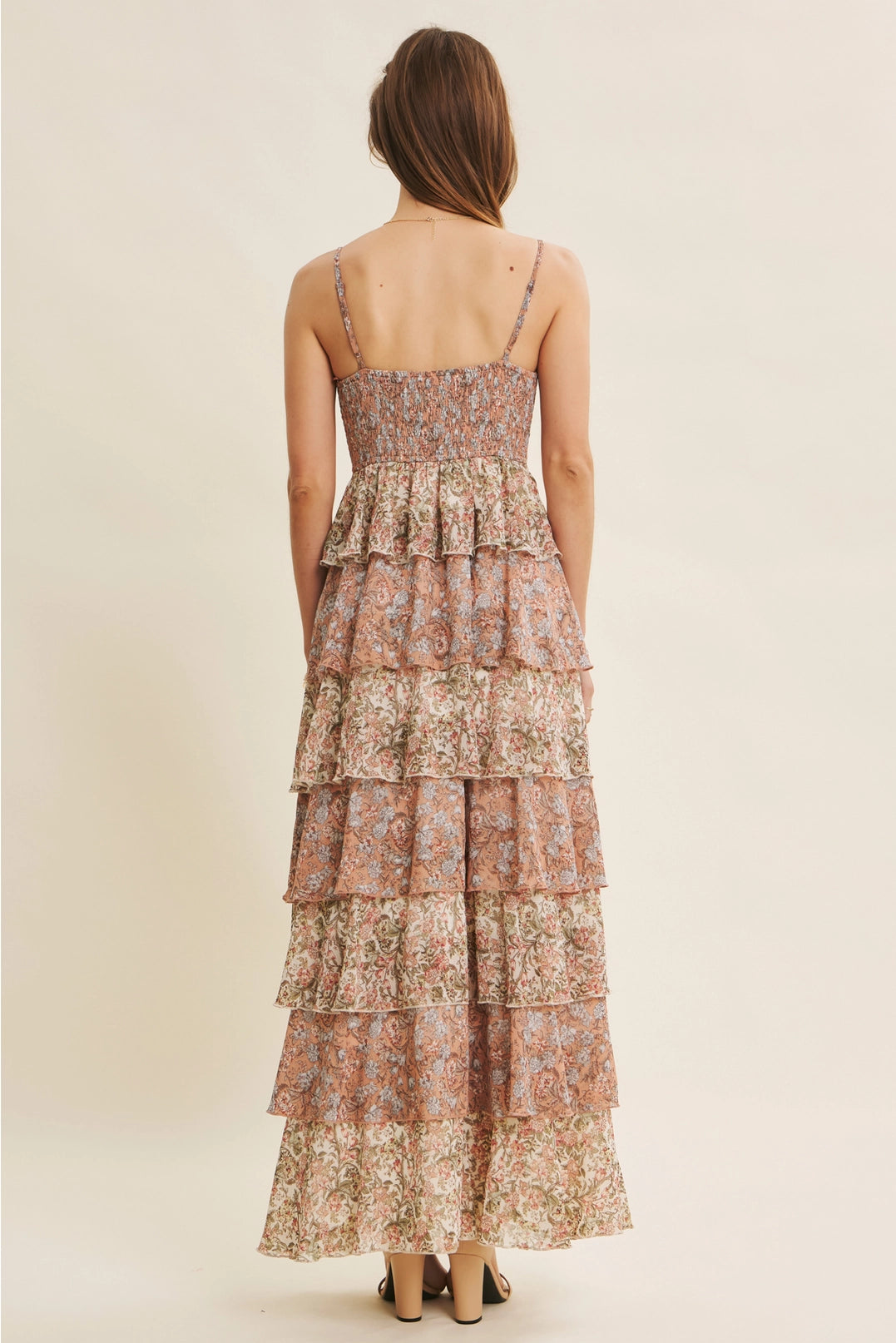 The Forget Me Not Tiered Maxi Dress | Floral Smocked Back Ruffle Maxi