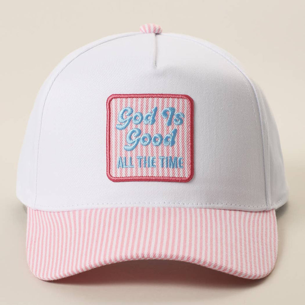 God Is Good All The Time Seersucker Brim Cap 🤍