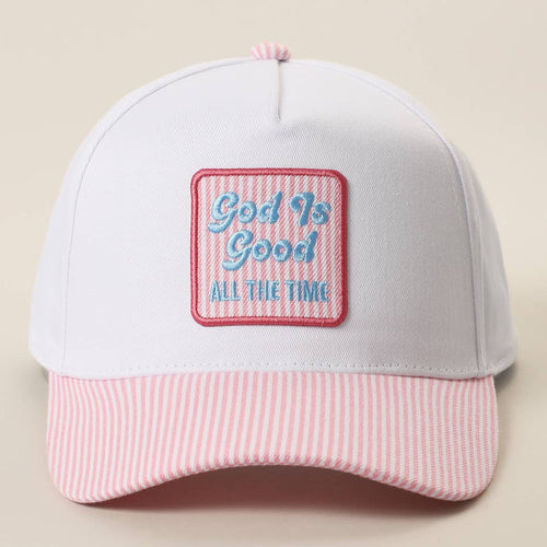 God Is Good All The Time Seersucker Brim Cap 🤍