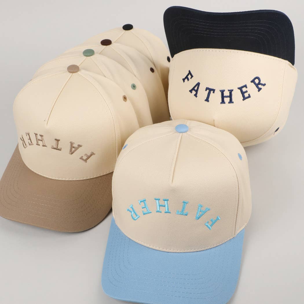 FATHER Upside Down Embroidery Two Tone Cap, styled view